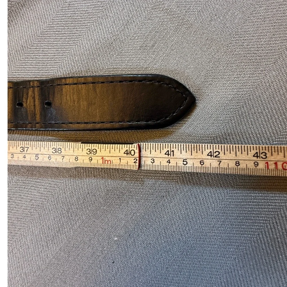 Mens Classic Leather Dress Black Belt Black Matte Buckle Size 38